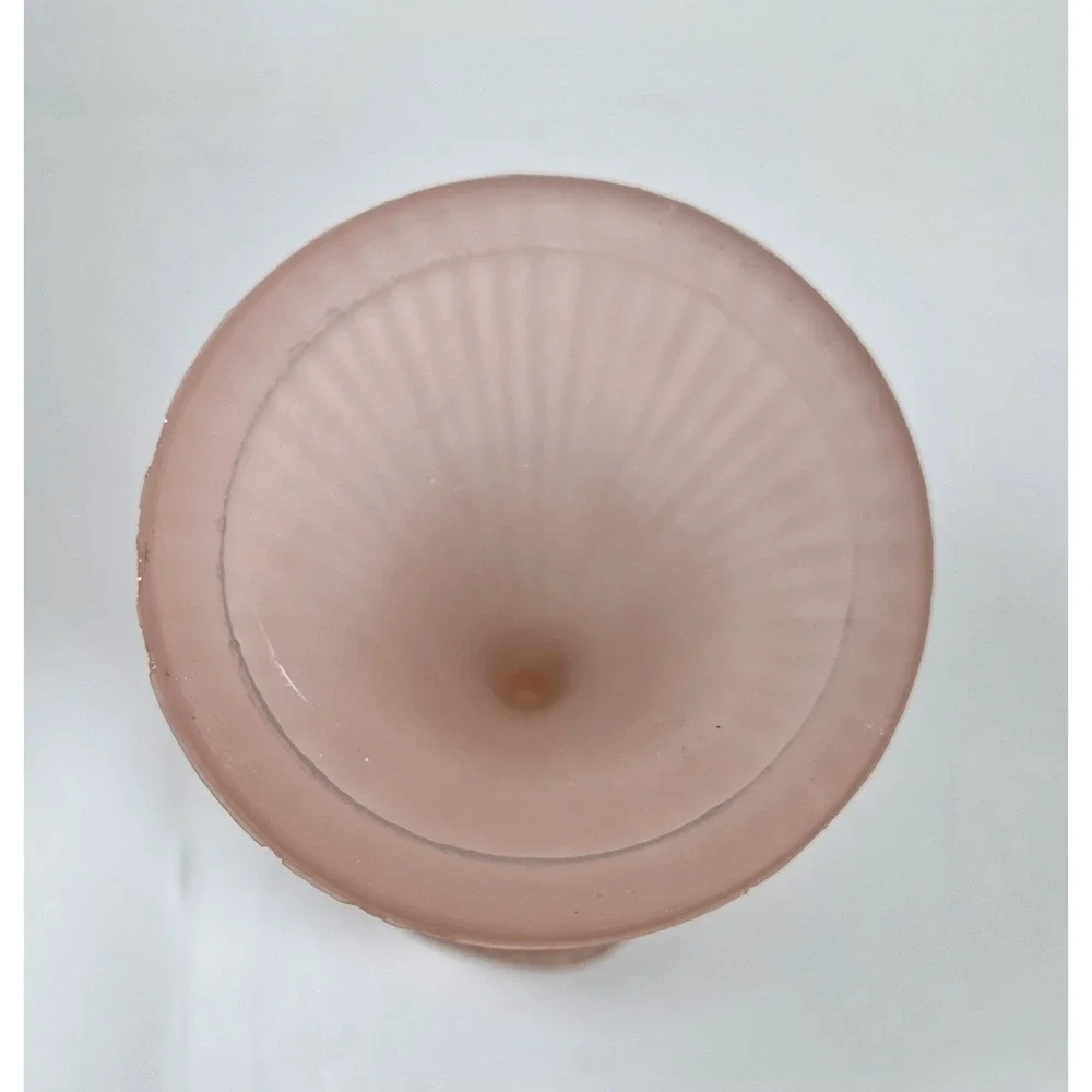 Light Pink Rose Frosted Glass Ribbed Stem Candle Holder‎ Rack Votive 6